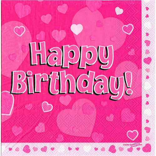 Pink Party Napkins - Pack of 16
