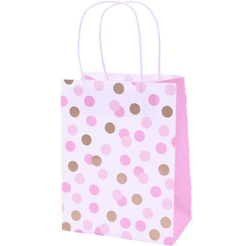 Pink & Gold Dots Paper Party Bags - Pack of 4