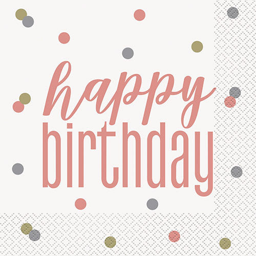 Happy Birthday Glitz Rose Gold Paper Napkins (16)
