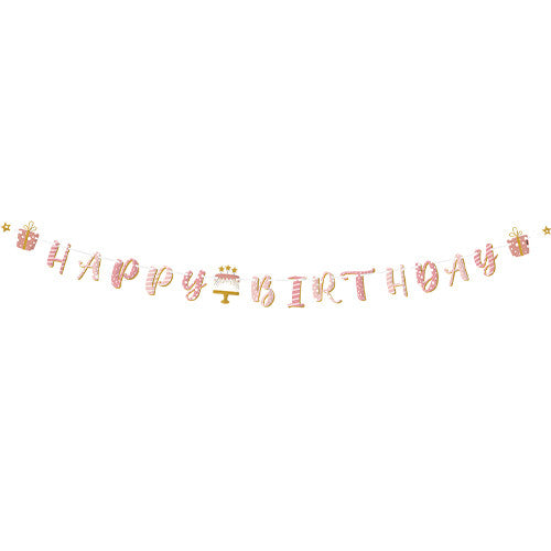 Happy Birthday Rose Gold Maverick Paper Banner - 3m