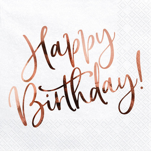 Happy Birthday Rose Gold Script Paper Napkins (20)